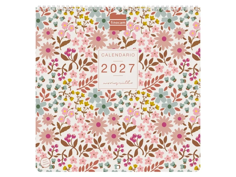 Finocam Moniquilla Calendario de Pared - Anual 2027 - Mes Vista - 300x300mm - Papel de 170g/m2 - Ilustraciones Surtidas - Espacio para Notas