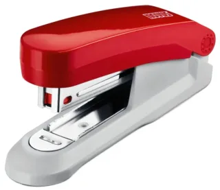 Novus Evolution E15 Grapadora de Sobremesa - Hasta 15 Hojas - Grapado Cerrado y Clavado - Incluye 200 Grapas Nº10 - Color Rojo/Gris