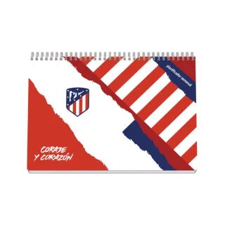 Dohe Atletico de Madrid Coraje y Corazon Planificador Perpetuo Espiral Wireo Tapa Semirigida - Encuadernacion Horizontal Tamaño A4 - Interior Semana Vista 64 Hojas - Incluye 2 Hojas de Pegat
