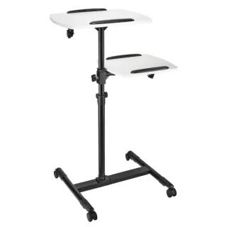 Hama Soporte de Pie para Proyector con 2 Bandejas - Soporta hasta 10kg - Altura Ajustable - Ruedas - Bandeja Superior 42x50cm - Bandeja Inferior 40x35cm - Color Negro