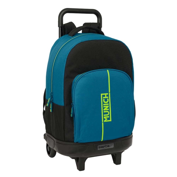 Safta Munich Land Mochila con Carro - Extraible - Bolsillo Frontal - Portabotellas - Tirador Doble - Hombreras Acolchadas - Asa Acolchada - Tarjeta ID - 33L - 330x220x450mm - Color Azul Oscuro