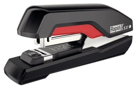 Rapid Supreme S50 Grapadora de Sobremesa - Hasta 50 Hojas - Para Grapas 24/6-8+, 26/6-8+ - Grapado Plano y Clavado - Color Negro/Rojo