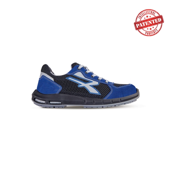 Upower Sky Plus S ESD Calzado de Seguridad Bajos - Talla 35 - Comodidad y Ligereza, Parte Superior de Nailon y Gamuza, Puntera de Aluminio, Antiarrugas, Antideslizante, Proteccion S1PS FO SR - Color Negro/Azul