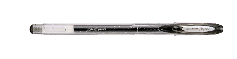 Uni-ball Signo Sparkling UM-120SP Roller de Tinta Gel - Punta de Bola 1mm - Tinta Pigmentada Resistente al Agua y Luz - Efecto Purpurina - Color Negro · Pack de 12 uds.