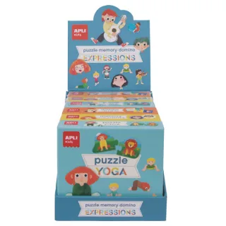 Apli Coleccion de Juegos Educativos - Incluye 2 Puzles Yoga de 24 Piezas, 2 Memory Emotions de 24 Piezas y 2 Domino Music de 28 Piezas - Enseña a Expresar Emociones - Piezas Resistentes y Se