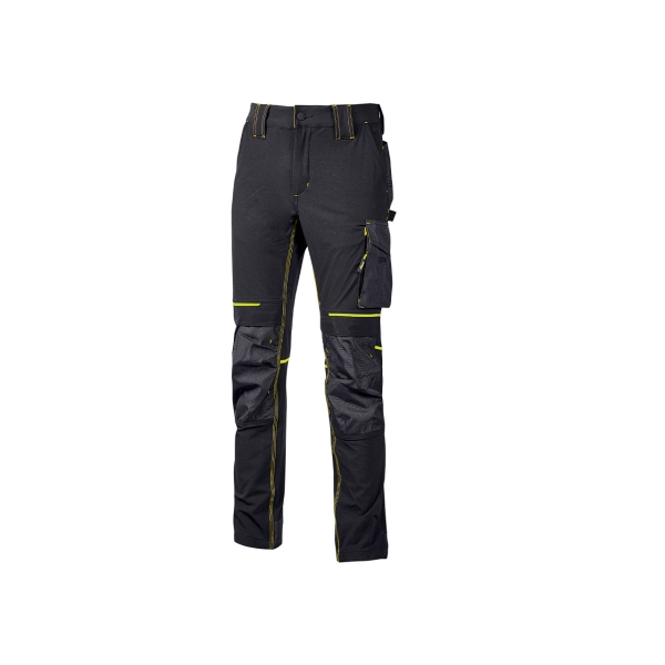 Upower Atom Pantalon Stretch Resistente - Talla 2XL - Repelente al Agua, Transpirable, Secado Rapido, Bolsillos Multifuncionales, Proteccion Lumbar, Rodilleras Certificadas PPE CAT.1 - Color