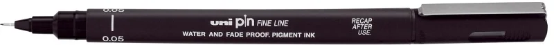 Uni-ball PIN05-200(S) Rotulador Calibrado - Punta Poliacetal 0.5mm - Tinta Pigmentada Resistente al Agua y Luz - Color Negro · Pack de 12 uds.