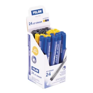 Milan Jet Eraser Expositor con 24 Portagomas Automaticos - Redondo - Colores Surtidos