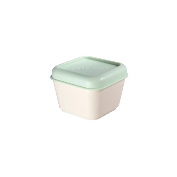 Milan Coleccion 430 Fiambrera Cuadrada 0.33L - Apta para Microondas, Lavavajillas y Congelador - Libre de BPA - Medidas 10x10x7,5cm - Color Beige/Verde