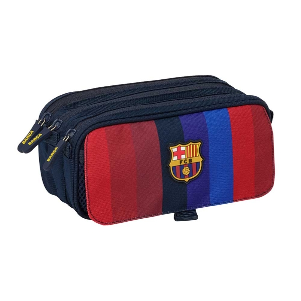 Safta F.C.Barcelona 1ª Equipacion 26/27 Portatodo - 3 Compartimentos con Cremallera - Cinta Trasera Adaptable - Bolsillo Frontal de Rejilla con Velcro - 21.5x10x8cm - Color Azul Noche