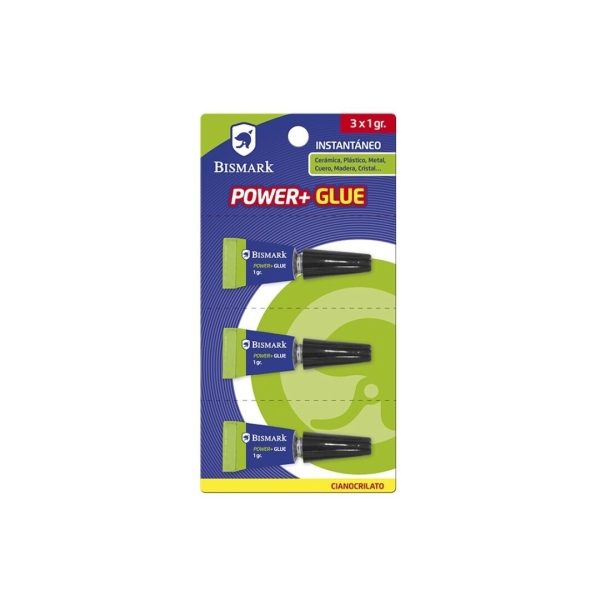 Bismark Power+ Glue Pack con 3 Tubos de Pegamento de Contacto - 3x 1gr - Se Aplica Facilmente