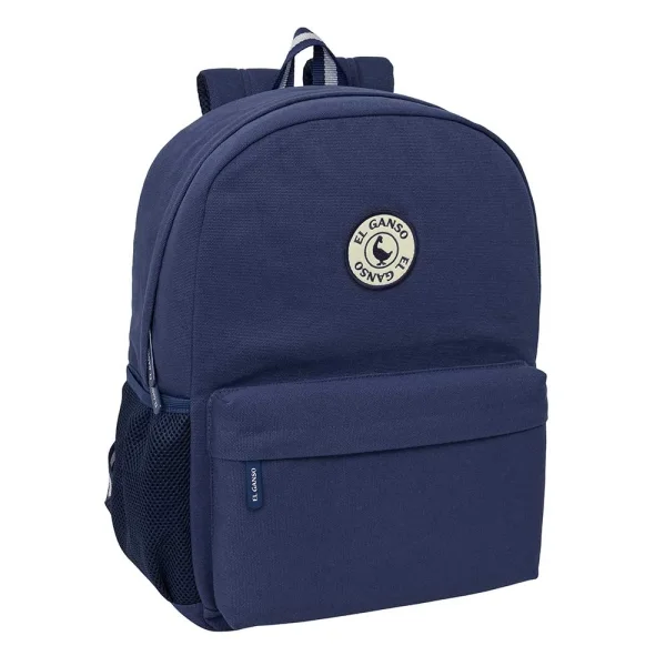 Safta el Ganso Jeans Mochila - Adaptable a Carro - Bolsillo Frontal - Espalda Acolchada - Cremallera con Doble Tirador - Asa de Mano - Hombreras Ergonomicas - 32x43x14cm - Color Azul Marino