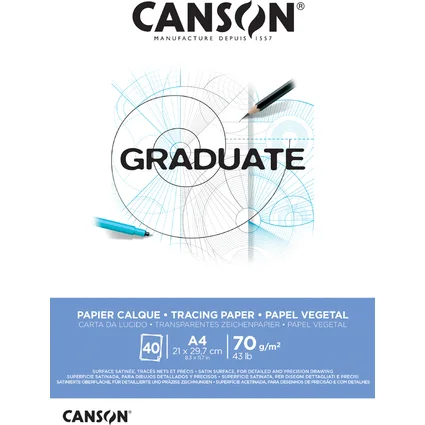 Canson Graduate Vegetal Bloc Encolado de 40 Hojas A4 - 75g - Color Blanco
