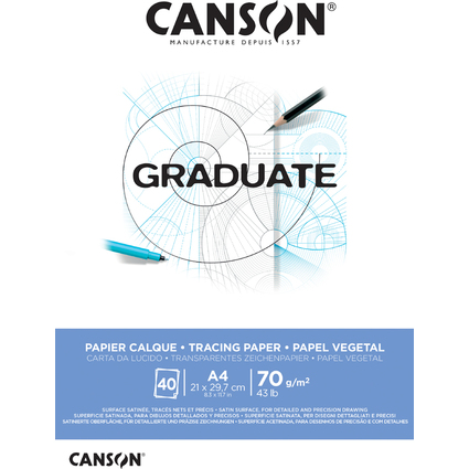 Canson Graduate Vegetal Bloc Encolado de 40 Hojas A4 - 75g - Color Blanco