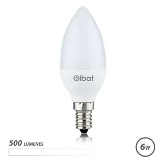Elbat Bombilla LED - Potencia: 6W - Lumenes: 500 - Tipo de Luz: 4000K Luz Blanca - Casquillo: E14 - Angulo: 180º - Dimensiones: 37X100mm - 30.000 Horas de Vida - 15.000 Encendidos - Color Bl