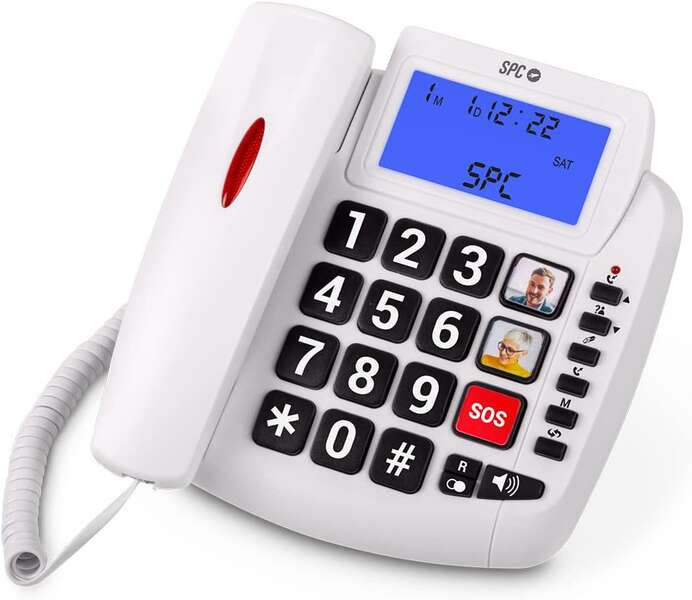 SPC Comfort Volume 2 Telefono Fijo Senior - Teclas Extragrandes - Memorias Directas con Fotografia - Gran Volumen de Timbre - Señal Luminosa en Auricular - Funcion Manos Libres - Color Blanc