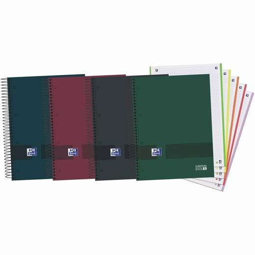 Oxford Europeanbook 5 Oxford & You Pack de 5 Cuadernos Espiral Formato A4+ Cuadriculado 5x5 - 120 Hojas Microperforadas con 4 Taladros - Tapa Extradura acabado Mate - 5 Bandas de Color - Col