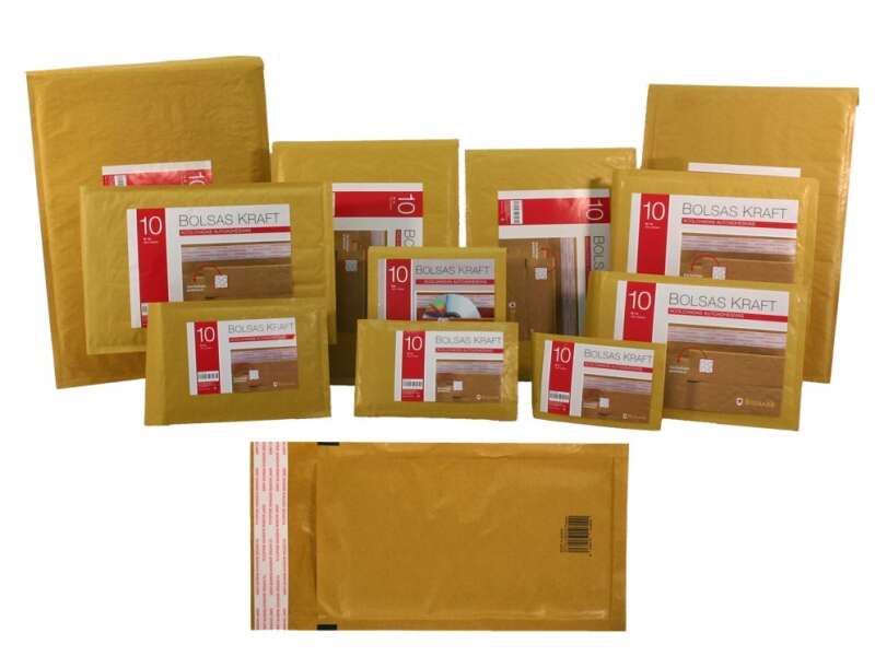 Bismark Bolsa Acolchada Kraft Nº18 270x360mm - Recubrimiento Interno de Laminas de Burbuja de Aire - Cierre Autoadhesivo - Ideal para Envios con Alta Proteccion · Pack de 10 uds.