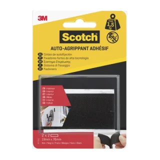 Scotch Pack de 2 Cierres Adhesivos Reposicionables - 19x76mm - Uso en Interior - Color Negro