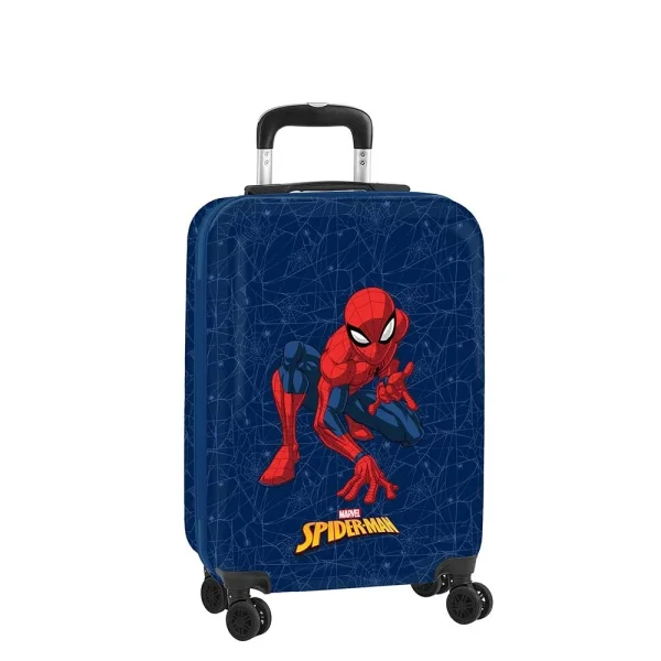 Safta Spider-Man Maleta Trolley de Cabina 20” - Cierre con Candado - Interior Forrado y Bolsillos - Ruedas Giratorias - Material Resistente ABS y PC - 40.10L - 345x200x550mm - Color Azul Marino