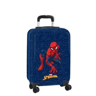 Safta Spider-Man Maleta Trolley de Cabina 20” - Cierre con Candado - Interior Forrado y Bolsillos - Ruedas Giratorias - Material Resistente ABS y PC - 40.10L - 345x200x550mm - Color Azul Mar