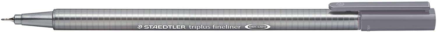 Staedtler Triplus Fineliner 334 Rotulador de Punta Fina - Trazo de 0.3mm - Tinta Base de Agua - Color Gris Paloma · Pack de 10 uds.