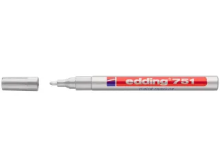 Edding 751 Rotulador Permanente - Punta Redonda - Trazo entre 1 y 2 mm. - Tinta Opaca - Secado Rapido - Color Plata · Pack de 10 uds.