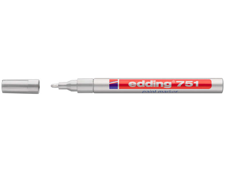Edding 751 Rotulador Permanente - Punta Redonda - Trazo entre 1 y 2 mm. - Tinta Opaca - Secado Rapido - Color Plata · Pack de 10 uds.