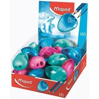 Maped I-Gloo Sacapuntas de 2 Orificios con Deposito de Gran Capacidad - Forma Ergonomica - Colores Surtidos · Pack de 30 uds.