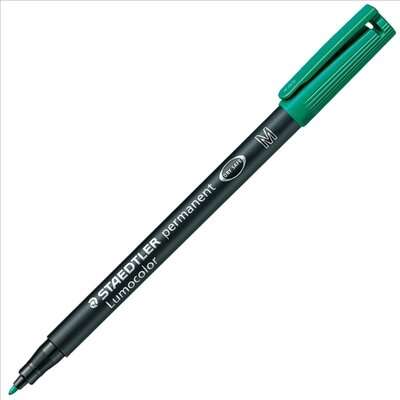 Staedtler Lumocolor 317 Rotulador Permanente - Punta Media Redonda - Trazo 1mm Aprox - Capuchon con Clip - Secado Rapido - Color Verde · Pack de 10 uds.