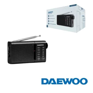 Daewoo DW1119 Radio Portatil AM/FM Analogica - Altavoz Integrado - Auriculares Incluidos - Antena Telescopica - Salida Jack 3.5mm - Funcionamiento a Pilas (2xAA) - Diseño Compacto y Ligero -