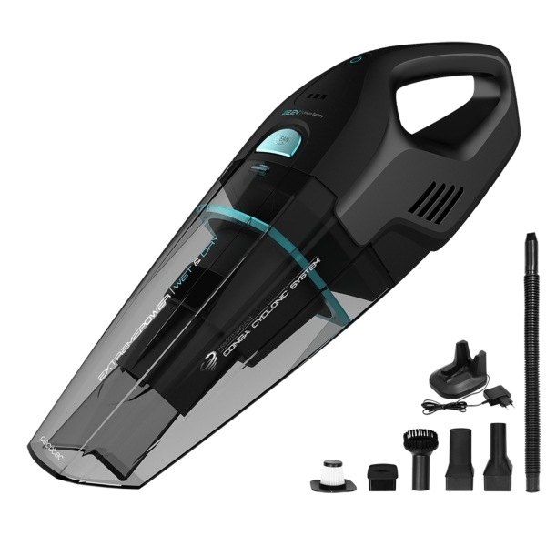 Cecotec Conga Immortal ExtremeSuction Aspiradora de Mano - Autonomia hasta 25min - Capacidad 500ml - Deposito de 500ml - Incluye Accesorios - Ergonomico - Color Negro y Azul