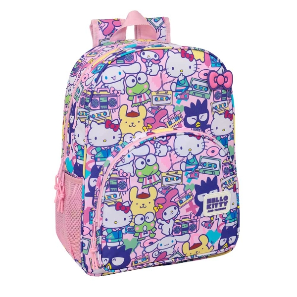 Safta Hello Kitty and Friends Mochila - Adaptable a Carro - Bolsillo Frontal - Portabotellas - Cremallera con Doble Tirador - Asa de Mano - Hombreras y Espalda Acolchada - 33x42x14cm - Color Rosa