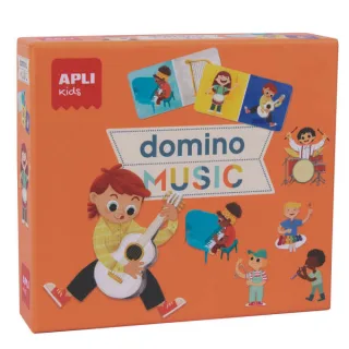 Apli Domino Music de la Coleccion Expressions - 28 Piezas Tematicas de Musica - Facil Manejo para Niños - Carton de 2mm con Acabado Mate E Indiana - Alto Valor Didactico - Recomendado a Part