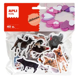 Apli Formas Goma Eva Adhesivas Animales de la Granja 40U - Faciles de Pegar - Variados Diseños - Ideal para Manualidades · Pack de 5 uds.