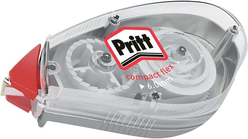 Pritt Compact Flex Cinta Correctora 6mmx10m - Punta Flexible - Correcion Suave y Limpia - Correccion en 2 Sentidos - Capuchon Protector · Pack de 8 uds.