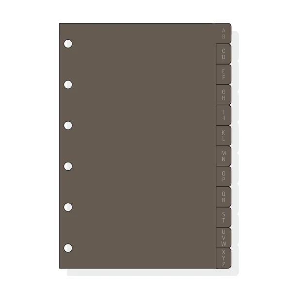 Finocam C261 Indice Alfabetico para Agendas Classic - 12 Solapas - Formato 602 - 83x114x3mm - PVC - Color Marron