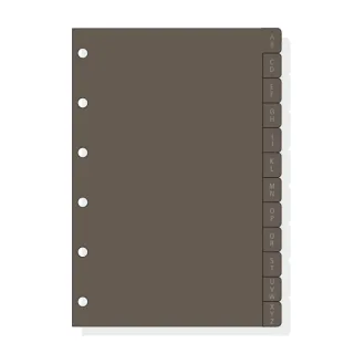 Finocam C261 Indice Alfabetico para Agendas Classic - 12 Solapas - Formato 602 - 83x114x3mm - PVC - Color Marron