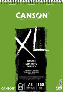 Canson XL Dessin Ligero Bloc de Dibujo con 50 Hojas A3 - Espiral Microperforado - 29.7x42cm - 160g - Color Blanco