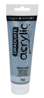 Daler Rowney Graduate Pintura Acrilica - Tubo de Plastico - 120ml - Color Imitacion Plata