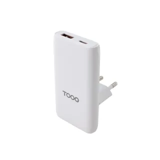 Tooq Cargador pared GAN USB-C/PD + USB-A/QC 65W
