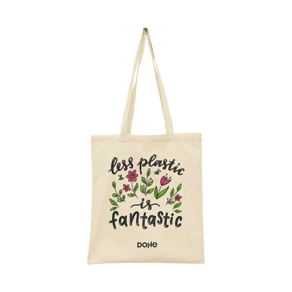 Dohe Totebag Mediano de Algodon 50% Reciclado y Organico 220g/m2 - Asas Largas - Sostenible y Respetuoso con el Medio Ambiente - Ideal para Uso Diario