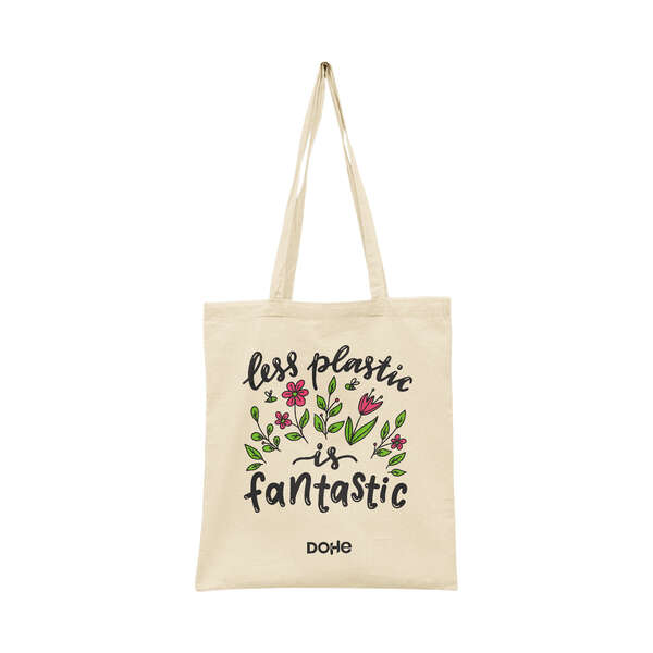 Dohe Totebag Mediano de Algodon 50% Reciclado y Organico 220g/m2 - Asas Largas - Sostenible y Respetuoso con el Medio Ambiente - Ideal para Uso Diario