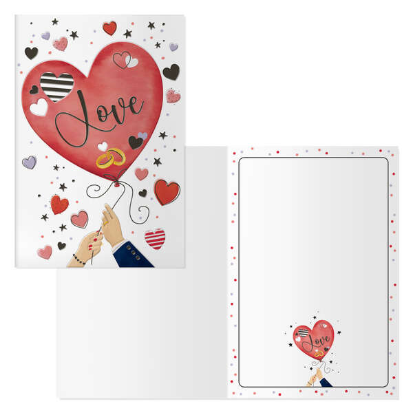 Dohe Pack de 6 Tarjetas de Felicitacion de San Valentin - 11.5x17cm - Impresas a Todo Color - Estampaciones con Pelicula de Color - Estampacion en Seco - Papel Offset Blanco de 300gr - Inclu