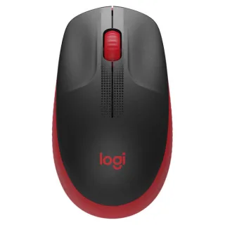 Logitech M190 Full Size Raton Inalambrico USB 1000dpi - 3 Botones - Gran Tamaño - Uso Ambidiestro - Color Negro/Rojo