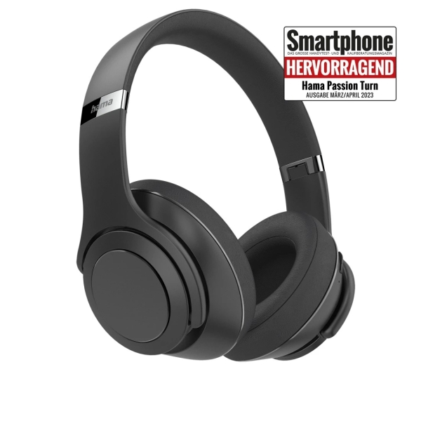 Hama Passion Turn Auriculares con Microfono Omnidireccional - Bluetooth - Radio 10m - Plegable - Diadema Ajustable - Asistente de Voz - Carga por USB-C - Color Negro