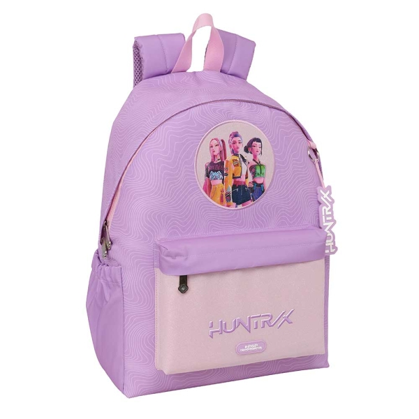 Safta K-Pop Demon Hunters Iconic Mochila para Portatiles hasta 14.1" - Portabotellas - Cremallera con Doble Tirador - Asa de Mano - Bolsillo Frontal - Acolchada - 31x43x13cm - Color Lavanda