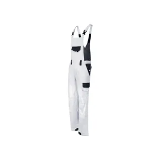 Upower Kalamata Peto de Trabajo Resistente - Talla 2XL - Algodon Stretch, Multiples Bolsillos, Tirantes Ajustables, Rodillas Preformadas, Refuerzos Antidesgaste, Facil de Lavar - Color Blanc