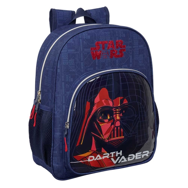 Safta Star Wars Mochila - 15L - Adaptable a Carro - Bolsillo Frontal - Portabotellas - Cremallera con Doble Tirador - Asa de Mano - Hombreras y Espalda Acolchada - 32x38x12cm - Color Azul Marino
