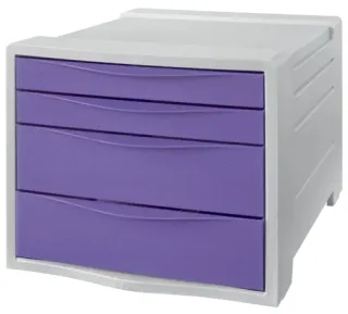 Esselte Colour'Breeze Buc de 4 Cajones - 2 Medidas de Cajon - Deslizamiento Suave - Base con Goma Antideslizante - Color Gris/Lavanda